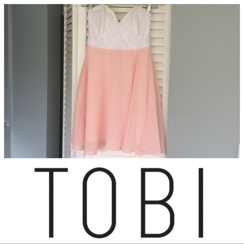 Tobi White and Pink Skater Dress